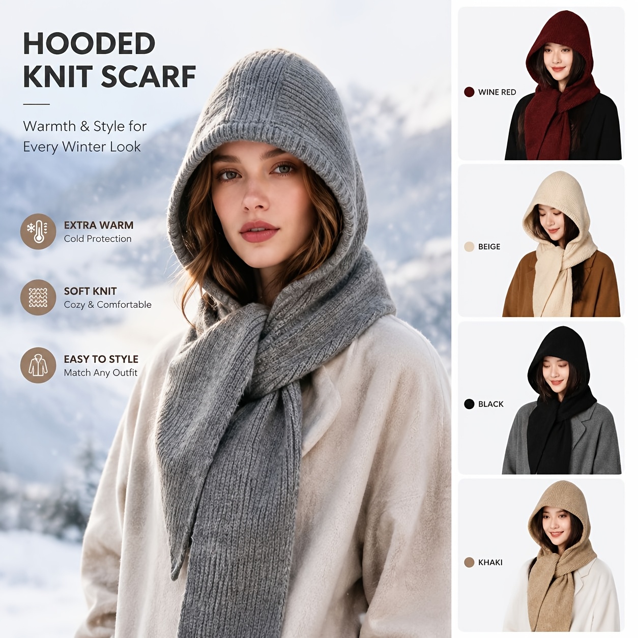 Men Accessories All - Women Men Hooded Scarf All-in-one Hooded