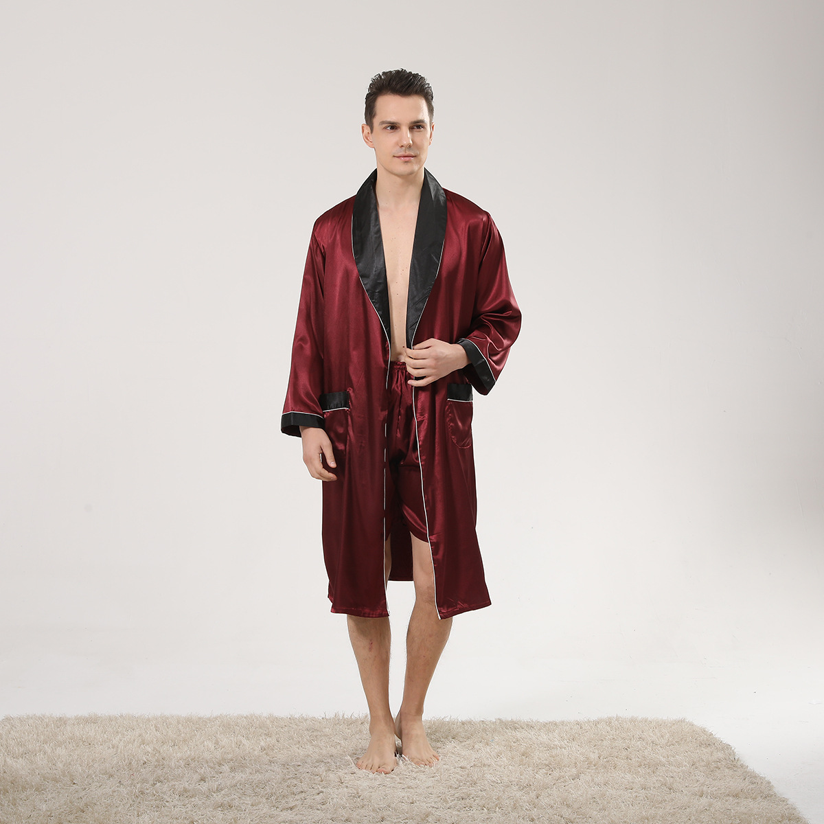 Spring Black Shawl Collar Red  - Men'S Kimono Accessories recension och pris